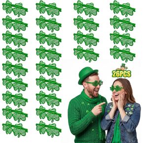 26 قطعة من نظارات ليونو يوم القديس باتريك شامروك هدايا الحفلات، نظارات البرسيم الأخضر للطلاب والأصدقاء من العائلة in Kuwait