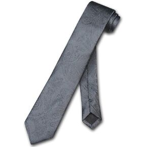 Vesuvio Napoli Narrow NeckTie Solid BLACK Paisley 2.5" Skinny Men's Neck Tie in Kuwait