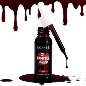 UCANBE Halloween Dripping Fake Blood Realistic Blood Drops Body Paint Washable Fake Blood Makeup Kit For Zombie Vampire Clown Monster Clothes Costume Cosplay SFX Special Effects Makeup 30ML(Dark) in Kuwait