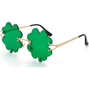 نظارات شمسية لعيد القديس باتريك شامروك أيرلندية بأربعة أوراق البرسيم نظارات خضراء لاكي ليبرشون زي زينة حفلات الهذيان إكسسوار المهرجان in Kuwait