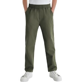 QBK Boys' Elastic Waist Chino Pants - Stretch Pull-On Twill Uniform Pants for Kids & Youth (Ages 3-16Years) in Kuwait