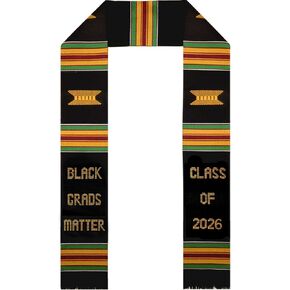 Black Grads Matter 2026 Authentic Handwoven Kente Cloth Graduation Stole, Authentic African Art Stole, Kente Graduation Stole 2026 in Saudi Arabia