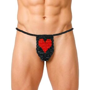 ملابس داخلية مضحكة للرجال من Candy Posing Pouch، مقاس واحد يناسب معظم تصميمات الخيوط المقواة (قلب أسود/أحمر) in Kuwait