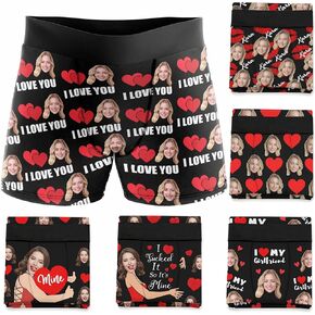 Custom Men's Boxer Briefs Girlfriend Face Hug My Treasure Personalized Funny Face Shorts Underwear with Photo in Saudi Arabia