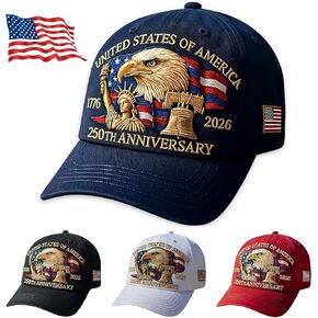 250th Anniversary USA Hat - Adjustable United States 250th Anniversary Hat Retro Embroidered Baseball Cap in Saudi Arabia