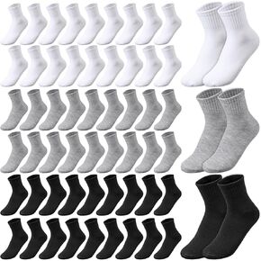 Prasacco 60 Pairs Mens Socks Bulk, Unisex Socks Adult Quarter Ankle Moisture Wicking Athletic Casual Sock for Men Women Homeless (Black White Gray) in Saudi Arabia