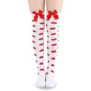 Valentines Day Thigh High Stockings with Bows Sexy Thigh High Socks for Women Valentine's Day Costume Accessories in Saudi Arabia