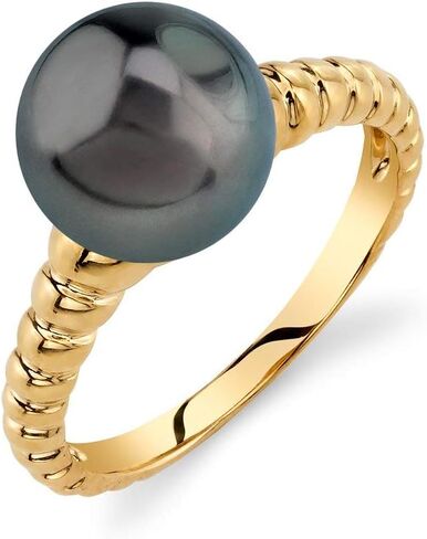 The Pearl Source Tahitian South Sea Cultured Pearl Ring for Women – 9mm – 14K Gold Terrie Design in Saudi Arabia