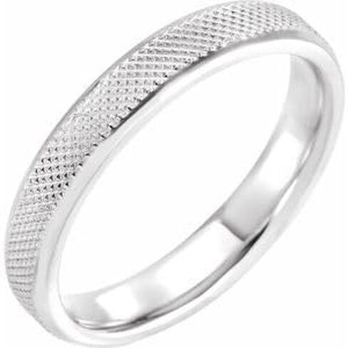 Jewels By Lux Continuum Sterling Silver Beveled-Edge Knurled Comfort-Fit Half Round Band in Saudi Arabia