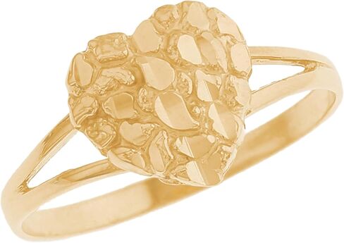 14k Yellow Gold Heart Womens Nugget Ring in Saudi Arabia