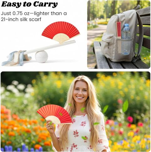 JOHOUSE 28 قطعة من مراوح اليد القماشية القابلة للطي، 8.3 بوصة مراوح قابلة للطي من القماش الأحمر محمولة باليد للحرف السائبة لحفلات الزفاف والرقص والسنة الصينية الجديدة لتزيين حفلات هيباتشي هدية جاهزة in Kuwait