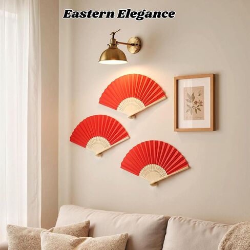 JOHOUSE 28 قطعة من مراوح اليد القماشية القابلة للطي، 8.3 بوصة مراوح قابلة للطي من القماش الأحمر محمولة باليد للحرف السائبة لحفلات الزفاف والرقص والسنة الصينية الجديدة لتزيين حفلات هيباتشي هدية جاهزة in Kuwait