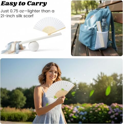 JOHOUSE 28 قطعة من مراوح اليد الورقية البيضاء القابلة للطي 8.3 بوصة - مراوح محمولة قابلة للطي للنساء، هدايا حفلات الزفاف، دش الزفاف، الحرف اليدوية، دعامات التصوير الفوتوغرافي in Kuwait