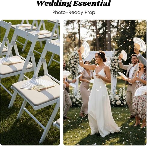 JOHOUSE 28 قطعة من مراوح اليد الورقية البيضاء القابلة للطي 8.3 بوصة - مراوح محمولة قابلة للطي للنساء، هدايا حفلات الزفاف، دش الزفاف، الحرف اليدوية، دعامات التصوير الفوتوغرافي in Kuwait