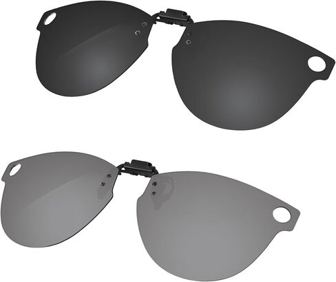Polarized Clip-on Flip up Sunglasses for RayBan-RW4009 50mm & Gen 2 RW4013 50mm for Men Women - Advanced Black + Metallic Silver in Saudi Arabia