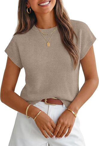 MEROKEETY Women's Summer Short Sleeve Sweater Vest Flower Knit Loose Pullover Tank Tops 2026 Trendy Spring Cute Clothing in Saudi Arabia