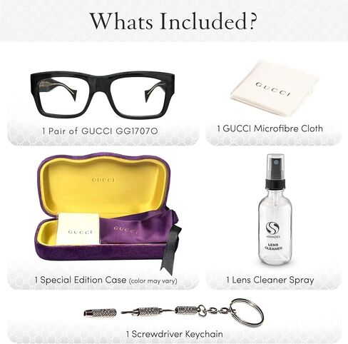 Gucci GG1707O Lettering Logo Rectangular Shape Eyeglasses with eSHADES Luxury Eyewear Kit - Embrace Sophistication and Elegance in Saudi Arabia
