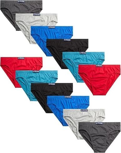 U.S. Polo Assn. Mens Bikini Underwear - 12 Pack Cotton Blend String Classic Stretch Mens Brief with Contour Pouch in Saudi Arabia