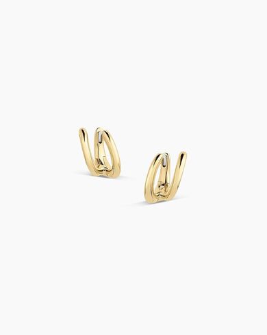gorjana - Taner Double Huggies 3/8" - 18k Gold Plated - Multiple Piercing Illusion - Everyday Wear - Elegant Design - Lightweight Comfort - Versatile Style - Surgical Steel Post in Saudi Arabia