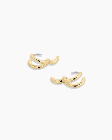 gorjana - Taner Double Huggies 3/8" - 18k Gold Plated - Multiple Piercing Illusion - Everyday Wear - Elegant Design - Lightweight Comfort - Versatile Style - Surgical Steel Post in Saudi Arabia