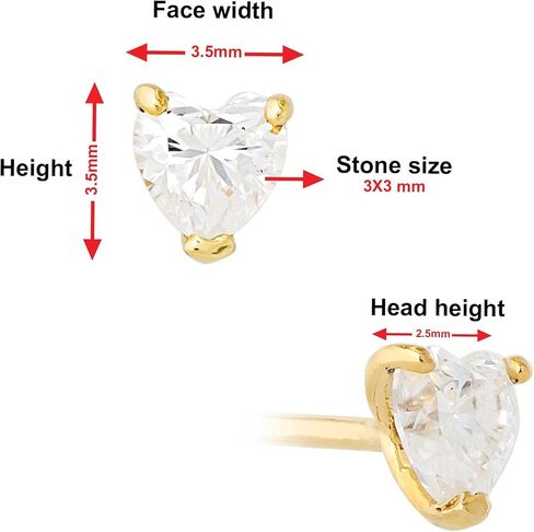 Jewelry Avalanche 22G Solid 14K Yellow Gold 0.10 ctw Moissanite Heart Nose Bone Nose Stud - Ball-end Nose Ring Stud - April Birthstone Nose Stud NBYG-HRT in Saudi Arabia
