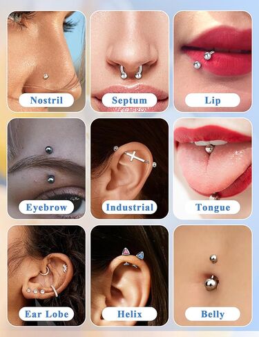 2PC Upgraded Anti-slip Piercing Taper Ball Grabber Tool for Changing Jewelry-Regular and Long Body Piercing Kit for Changing Ear/Eyebrow/Lip/Septum/Belly Piercing Jewelry in Kuwait