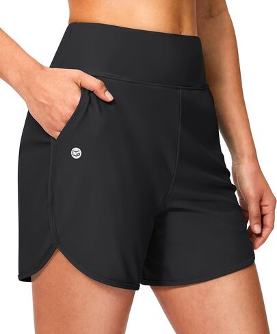 G Gradual Women's 5" Swim Board Shorts High Waisted Quick Dry Swimming Bathing Suit Bottoms for Women with Liner Pockets in Saudi Arabia