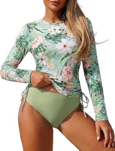 ZAFUL المرأة طويلة الأكمام طفح الحرس UPF 50+ حماية من الشمس تصفح السباحة قمصان الرباط Tankini ملابس السباحة in Kuwait