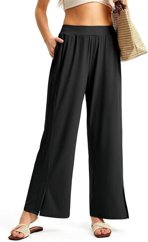 FitsT4 Sports Wide Leg Swim Beach Pants for Women Quick Dry Lightweight Sun Protection Travel Pants with Pockets in Saudi Arabia