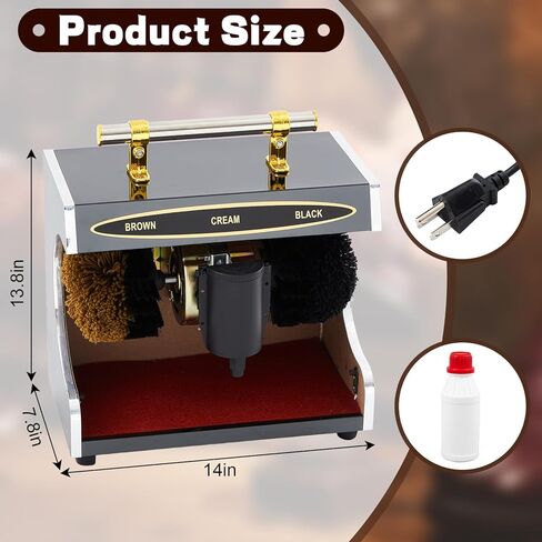 Lounsweer Automatic Electric Shoe Polisher Plug-in Shoe Buffer with Polish Box Dust Removal and Polishing Clean Kit Double Combination Brush for Home Hotel Bank Shopping Mall Entrance in Saudi Arabia