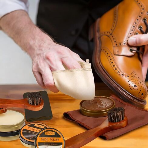 9 Pcs Shoe Polish Kit for Men & Women, 3 Pcs Horsehair Shoe Brushes, Brown Neutral Black Shoe Polish in Saudi Arabia