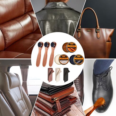 9 Pcs Shoe Polish Kit for Men & Women, 3 Pcs Horsehair Shoe Brushes, Brown Neutral Black Shoe Polish in Saudi Arabia
