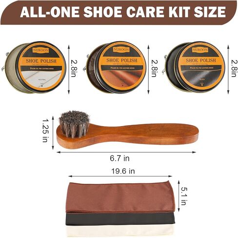 9 Pcs Shoe Polish Kit for Men & Women, 3 Pcs Horsehair Shoe Brushes, Brown Neutral Black Shoe Polish in Saudi Arabia