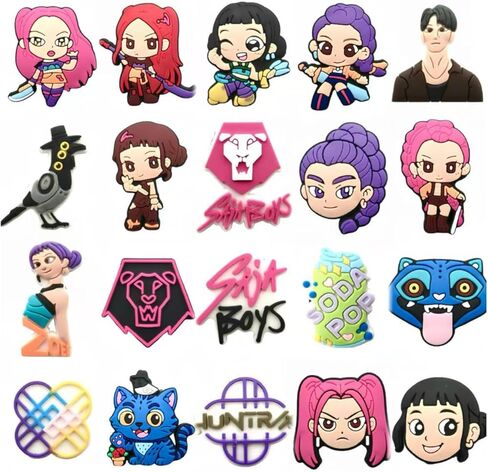 20 Pcs K-Pop Themed Shoe Charms for Clog Sandals Holes Slippers Lightweight Casual Slides Party Favors Gifts for Teens & Women in Saudi Arabia