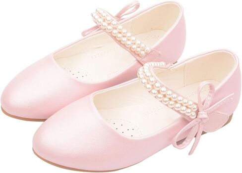 Toddler Girls Low Heel Dress Shoes Glitter Pearl Wedding Party School Uniform Mary Jane Pumps Shoes for Kids in Saudi Arabia