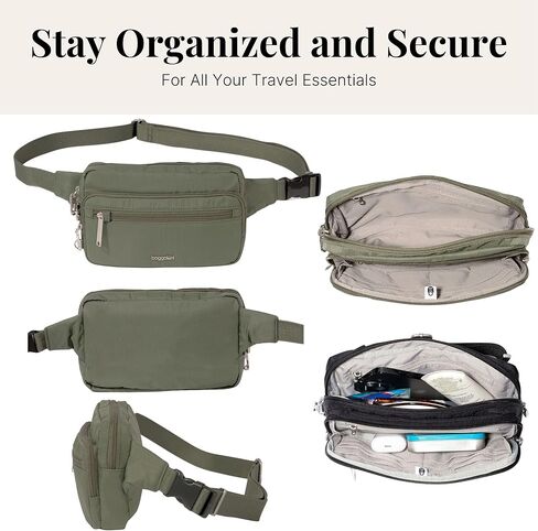 Baggallini Securtex® Anti-theft Belt Bag - Fanny Pack for Women RFID Wallet Locking Zipper - Travel Bag Crossbody Purse in Saudi Arabia