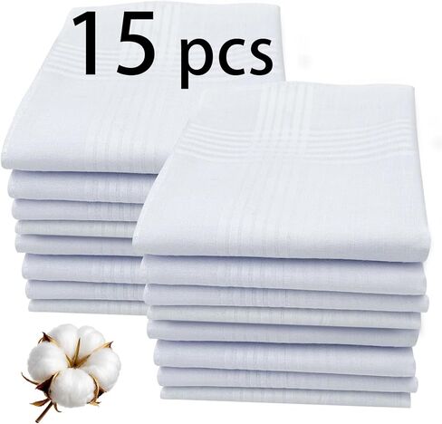 White Handkerchiefs for Men,100% Cotton Soft Cotton Handkerchief for Men, 16x16 bulk Mens Handkerchiefs in Kuwait
