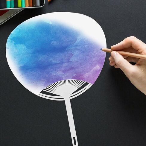 20 قطعة من مروحة بيضاء Uchiwa DIY Kit - إطار مروحة بلاستيكي محمول باليد للحرف اليدوية وحفلات الزفاف والحفلات والمناسبات in Kuwait