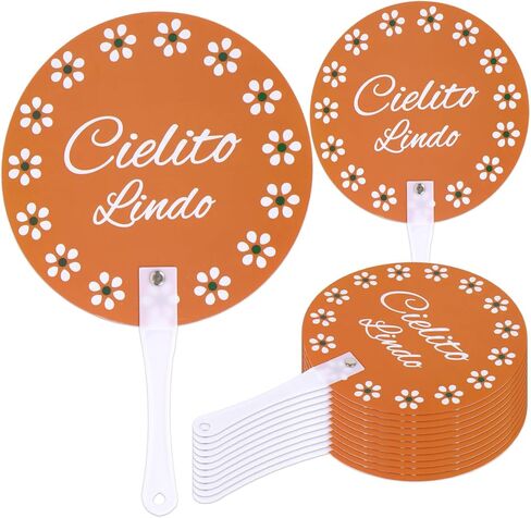 50Pcs Cielito Lindo Hand Fans Plastic Handheld Fan Platos De Barro Terracotta Flower Party Favor Fans for Mexican Fiesta Birthday Baby Shower in Saudi Arabia