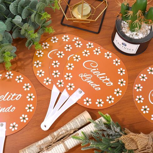 50Pcs Cielito Lindo Hand Fans Plastic Handheld Fan Platos De Barro Terracotta Flower Party Favor Fans for Mexican Fiesta Birthday Baby Shower in Saudi Arabia