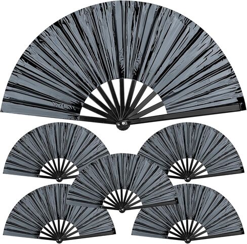 Large Folding Fans for Line Dancing Holographic Rave Handheld Clack Fans for Women Festival Party Home Decor in Saudi Arabia