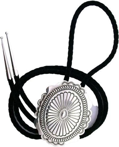 Generic 2 1/3 x 2 Inch Navajo Southwest Sterling Silver Bolo Tie And Tip EBS9416/32824, Standard in Saudi Arabia