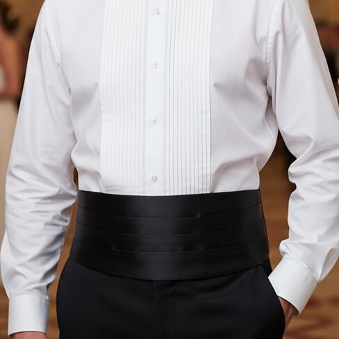 2PCS Cummerbund for Men, 32-36.6 Inch Adjustable Elastic Solid Black Tuxedo Belt, Formal Wedding Suit Accessories for Men Tuxedo in Saudi Arabia