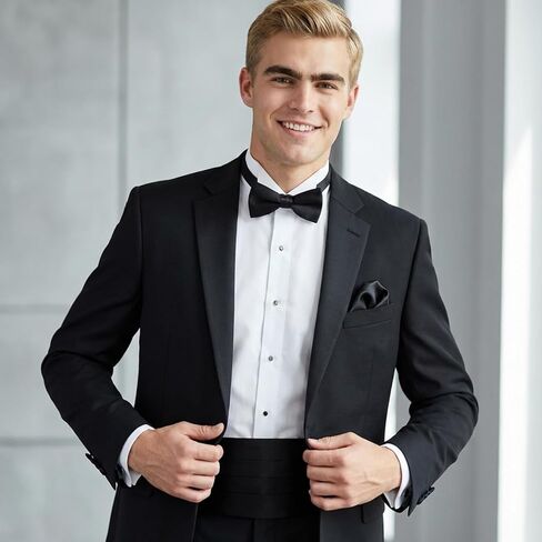 للرجال من Black Cumberbund، Cummerbund مع شريط قابل للتعديل للرجال، وحفلات الزفاف، والحفلات الراقصة والمناسبات الرسمية (أسود، 34 بوصة) in Kuwait