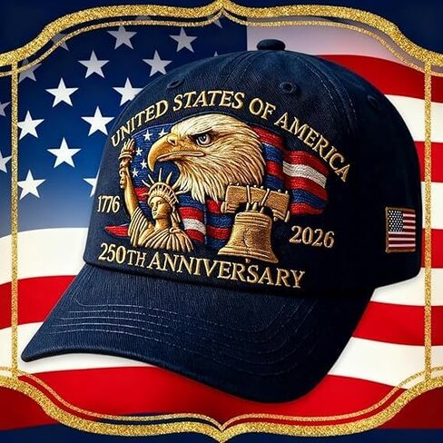 النسر والحرية، قبعة الذكرى السنوية الـ 250 للولايات المتحدة، قبعة الذكرى السنوية الـ 250 للولايات المتحدة الأمريكية، قبعة بيسبول وطنية مطرزة بالنسر الأصلع in Kuwait