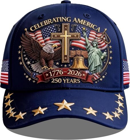 250 Anniversary USA Hat,Eagle Liberty Cross Printed Pattern,250th Anniversary USA hat,Adjustable Baseball Cap for Men Women in Saudi Arabia