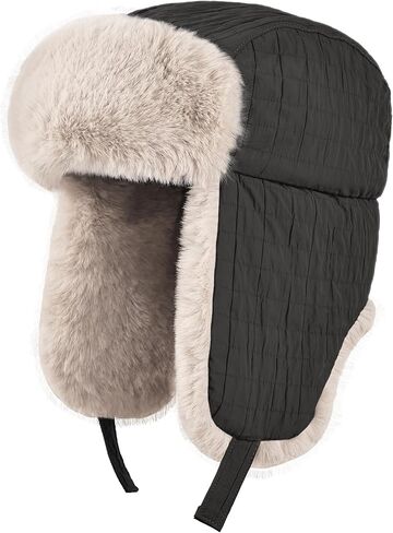 Winter Hat for Men Women Trapper Hat with Ear Flaps, Windproof Russian Trooper Hat for Cold Weather Hunting Skiing in Saudi Arabia