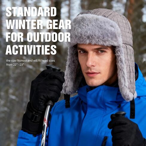 Winter Hat for Men Women Trapper Hat with Ear Flaps, Windproof Russian Trooper Hat for Cold Weather Hunting Skiing in Saudi Arabia