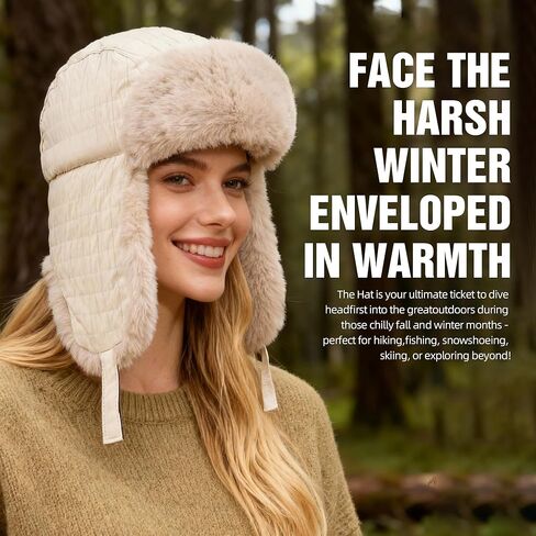 Winter Hat for Men Women Trapper Hat with Ear Flaps, Windproof Russian Trooper Hat for Cold Weather Hunting Skiing in Saudi Arabia