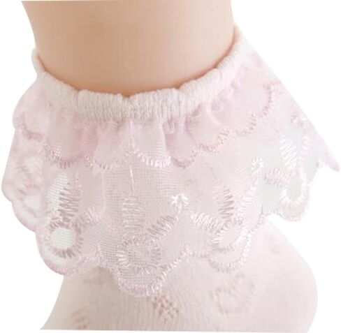 Little Girls Socks Girls Ruffle Socks Frilly Princess Dress Socks with Trim Lace Top Anklet Socks Packs of 5 in Saudi Arabia